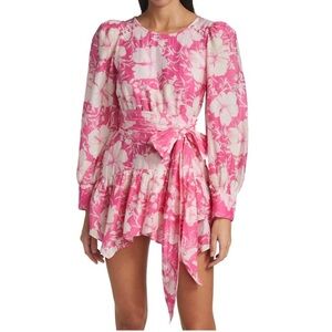 LoveShackFancy Teyana Dress -  Pink Floral Asymmetrical
